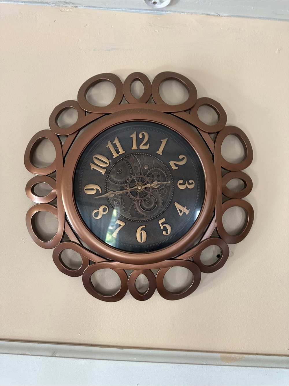 Decorative Bronze Wall Clock with Gear Dial
